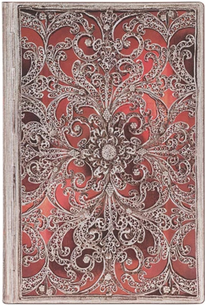 Libreta Midi Garnet Silver Filigree Rayada